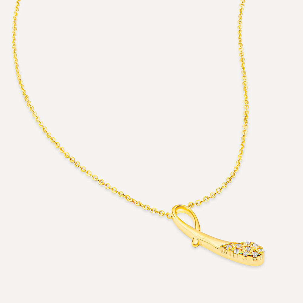 9ct Yellow Gold Cubic Zirconia Ribbon Shaped Pendant image number 3