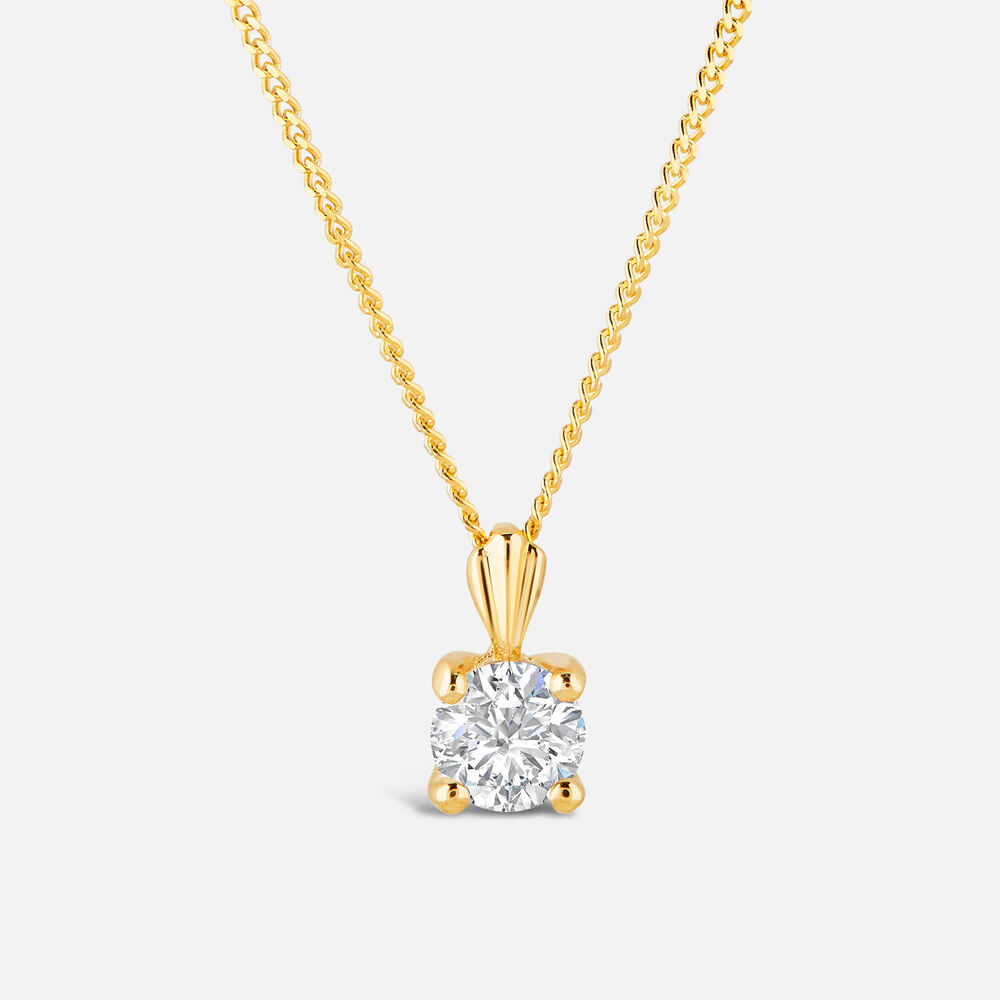 9ct Gold 4mm Four Claw Cubic Zirconia Set Pendant (Chain Included)