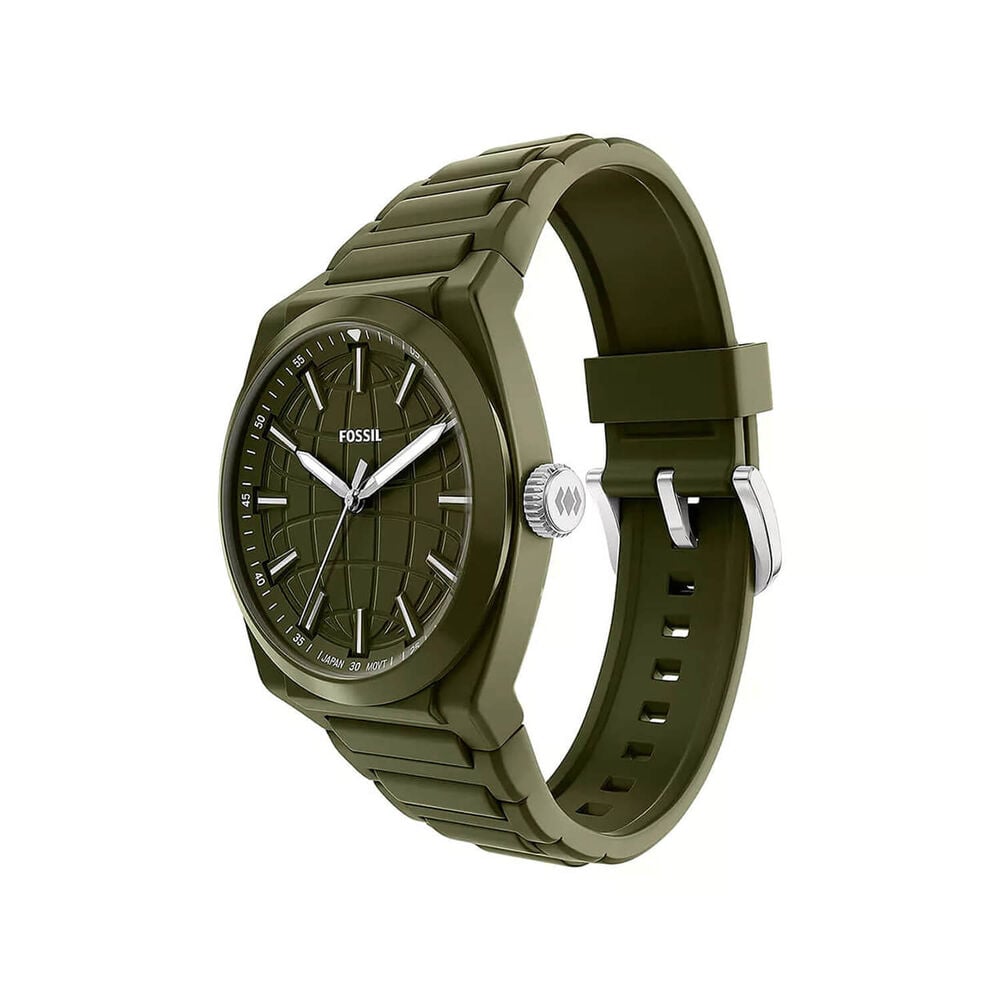 Fossil Everett 42mm Olive Green Dial & Silicone Strap Watch