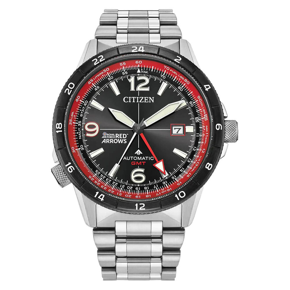 Citizen Promaster Red Arrows Limited Edition GMT 45mm Black Dial Steel Bracelet Watch image number 0