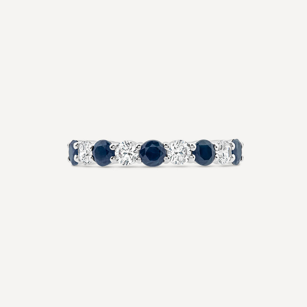 Platinum 9 Stones Sapphire & 0.38ct Diamond Band Ring