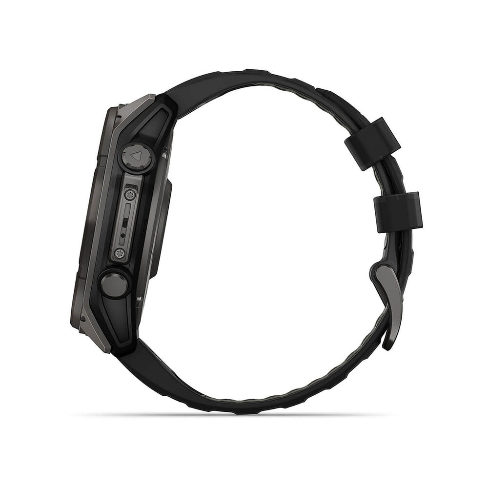Garmin fenix&reg; 8 Solar 51mm Carbon Grey DLC Titanium Case Black Pebble Gray Silicon Strap Watch