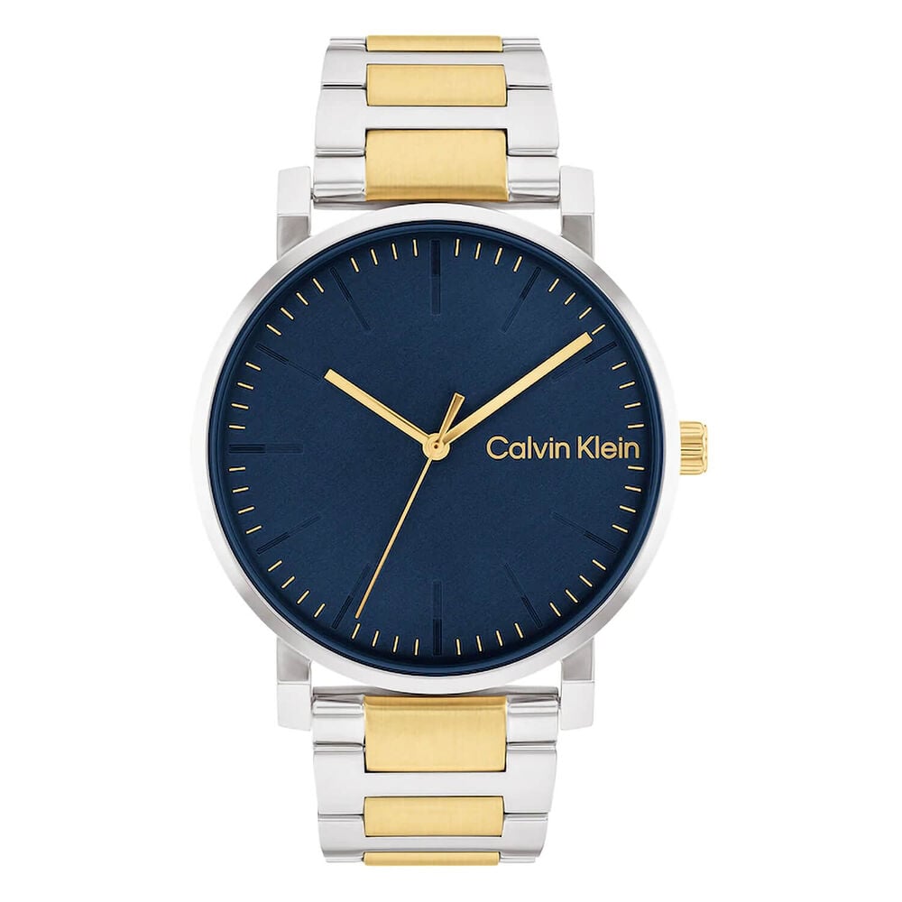 Calvin Klein Slate 43mm Blue Dial Steel Case Two Tone Bracelet Watch