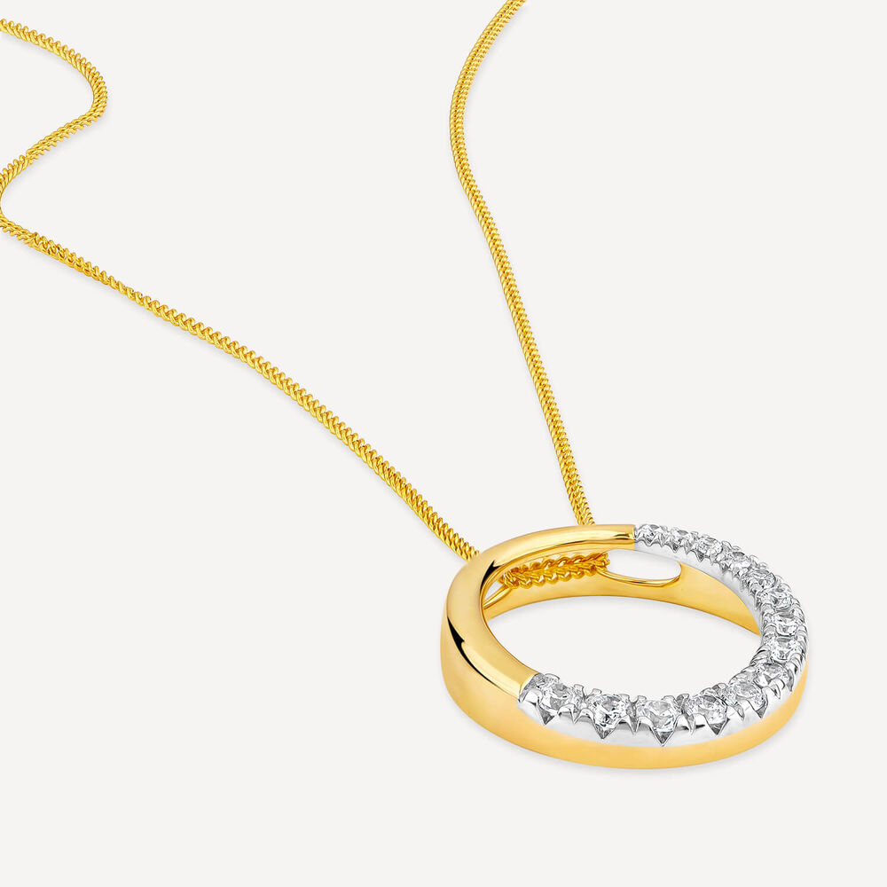 9ct Yellow & White Gold 0.33ct Diamond Eternal Circle Pendant image number 3