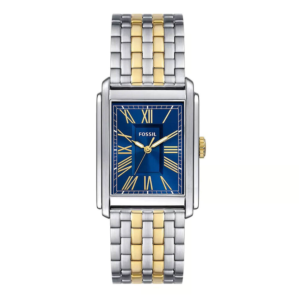 Fossil Carraway 32mm Blue Dial Yellow Gold IP & Steel Bracelet Watch image number 0