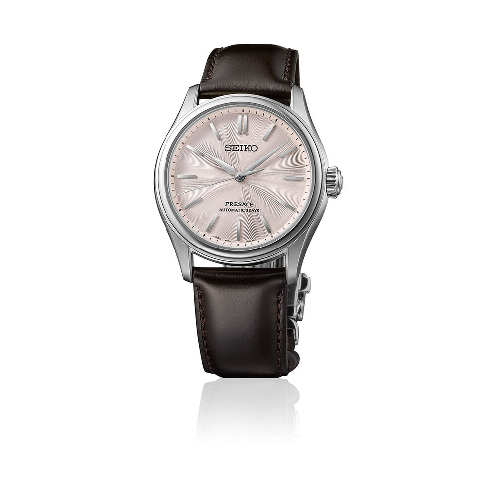 Seiko Presage Classic Series 'Sakura Iro' 38mm Pink Dial Brown Leather Strap Watch