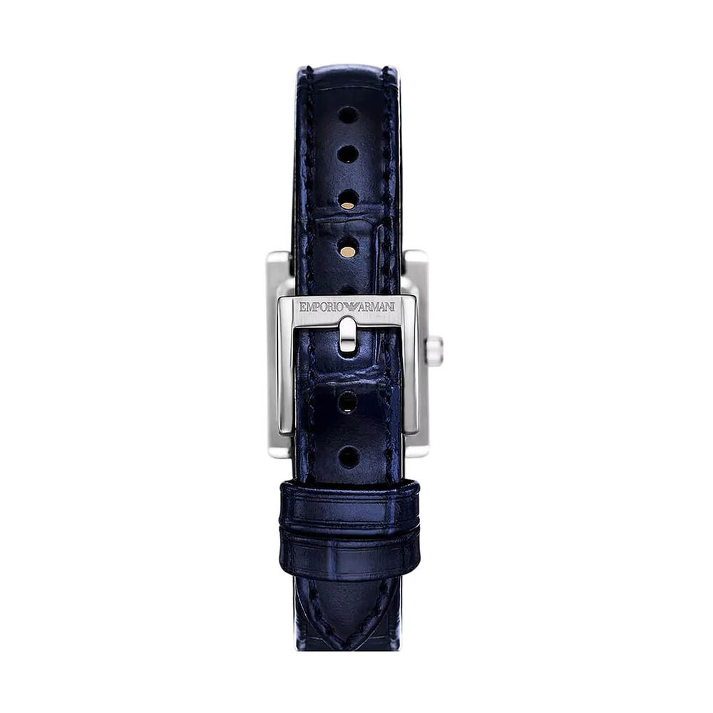 Emporio Armani 26mm White Dial Blue Leather Strap Watch image number 2