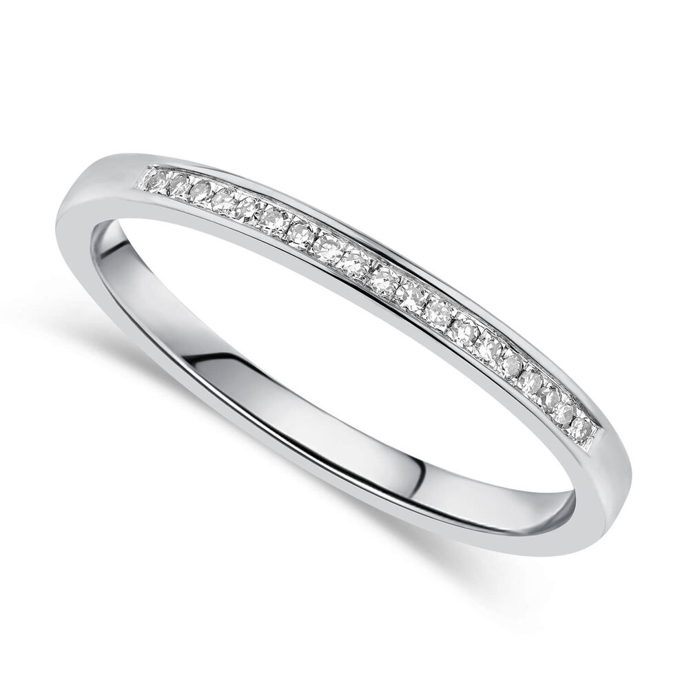 9ct White Gold 0.04ct Diamond Channel Wedding Band