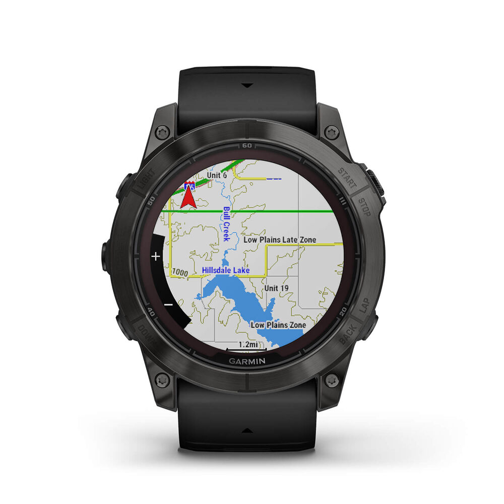 Garmin Fenix 7X Pro Sapphire Solar 51mm Carbon Grey DLC Titanium Case Black Strap Watch image number 7