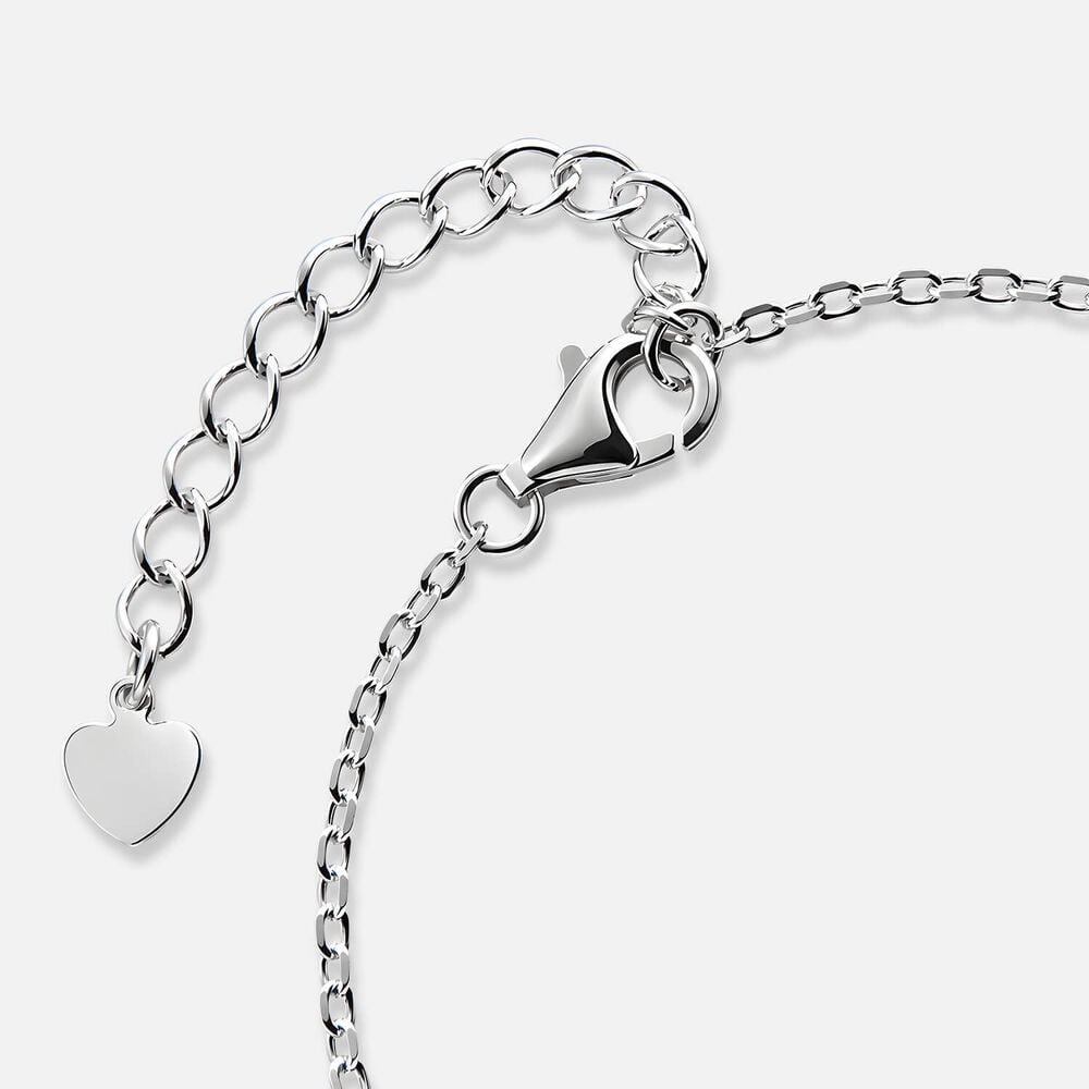 Sterling Silver ID Plate With Cubic Zirconia Heart Bracelet