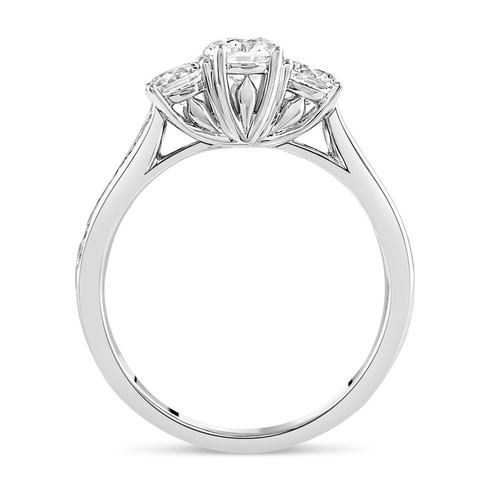 18ct White Gold 1.00ct Diamond Trilogy Tulip Setting Ring image number 2