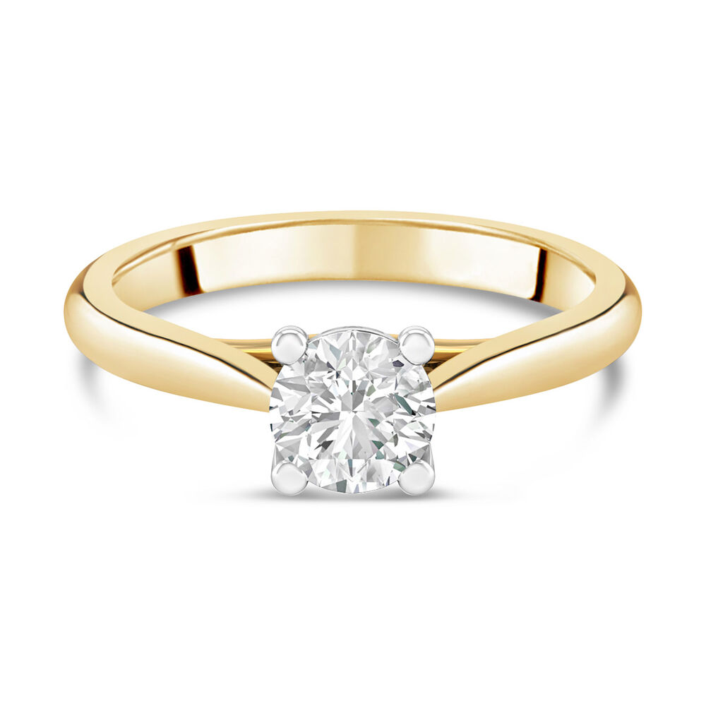 18ct Yellow Gold 1.00ct Round Diamond Orchid Setting Ring image number 4