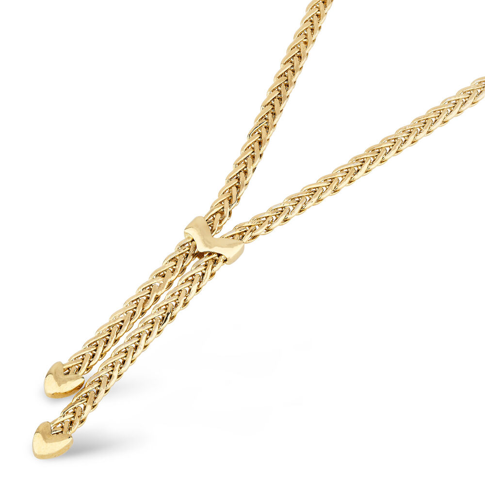 9ct Yellow Gold Herringbone Polished Tassel Necklet