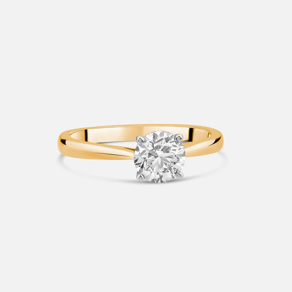 18ct Yellow Gold 1.00ct Round Brilliant Diamond Four Claw Solitaire Ring