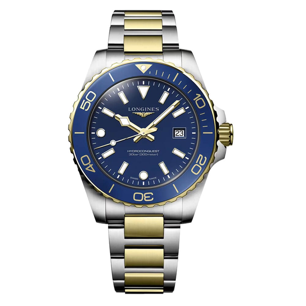 Longines HydroConquest 42mm Blue Dial & Bezel Yellow Gold PVD Steel Bracelet Watch