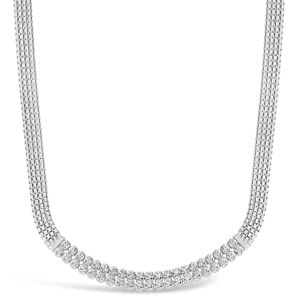Sterling Silver Double Row Crystal Necklet