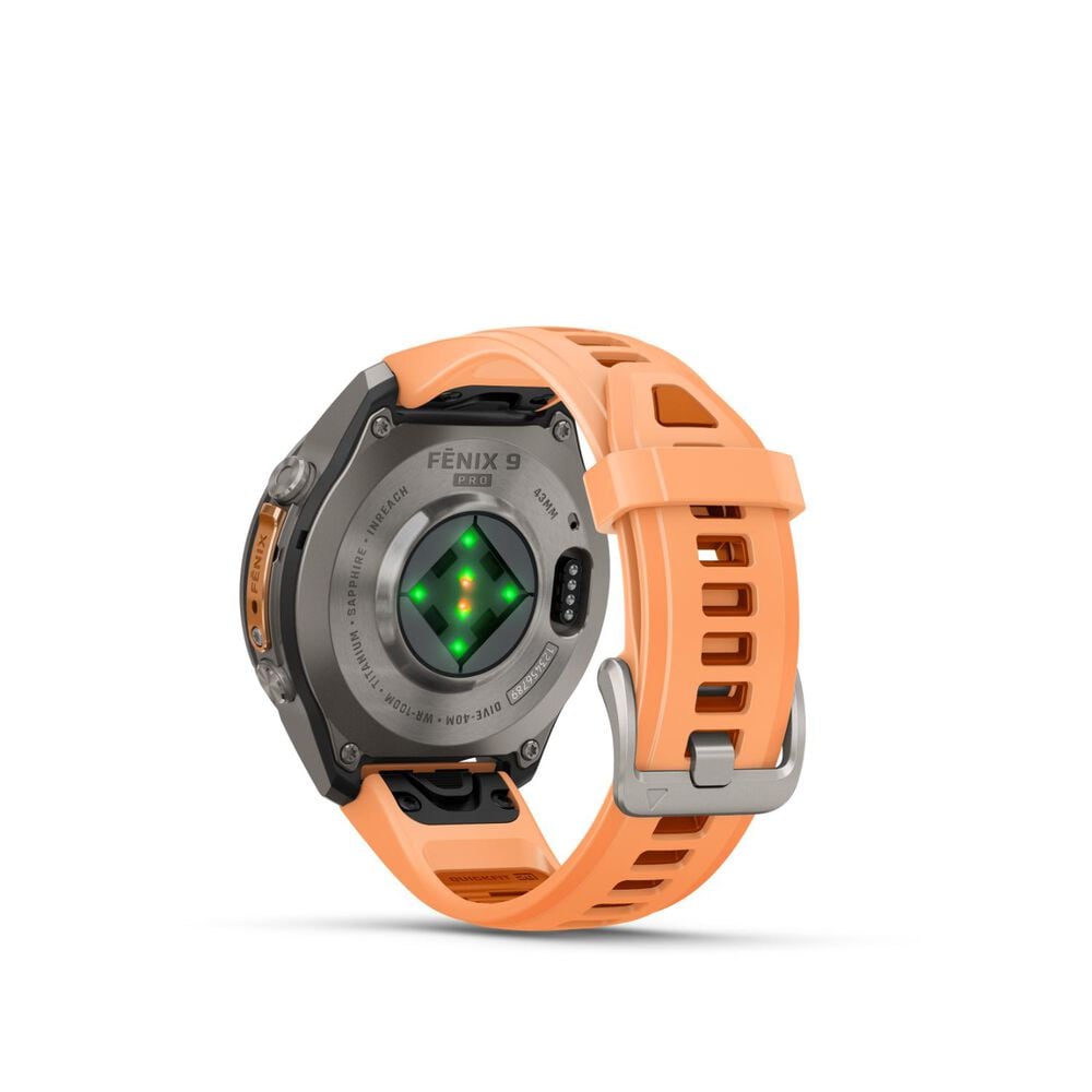 Garmin fenix 9 Pro 43mm Titanium Shell Pink/Autumn Orange Silicone Strap Watch