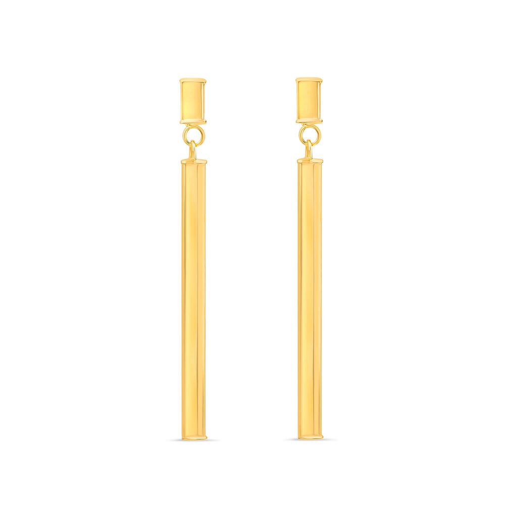 9ct Yellow Gold Long Bar Drop Earrings image number 0