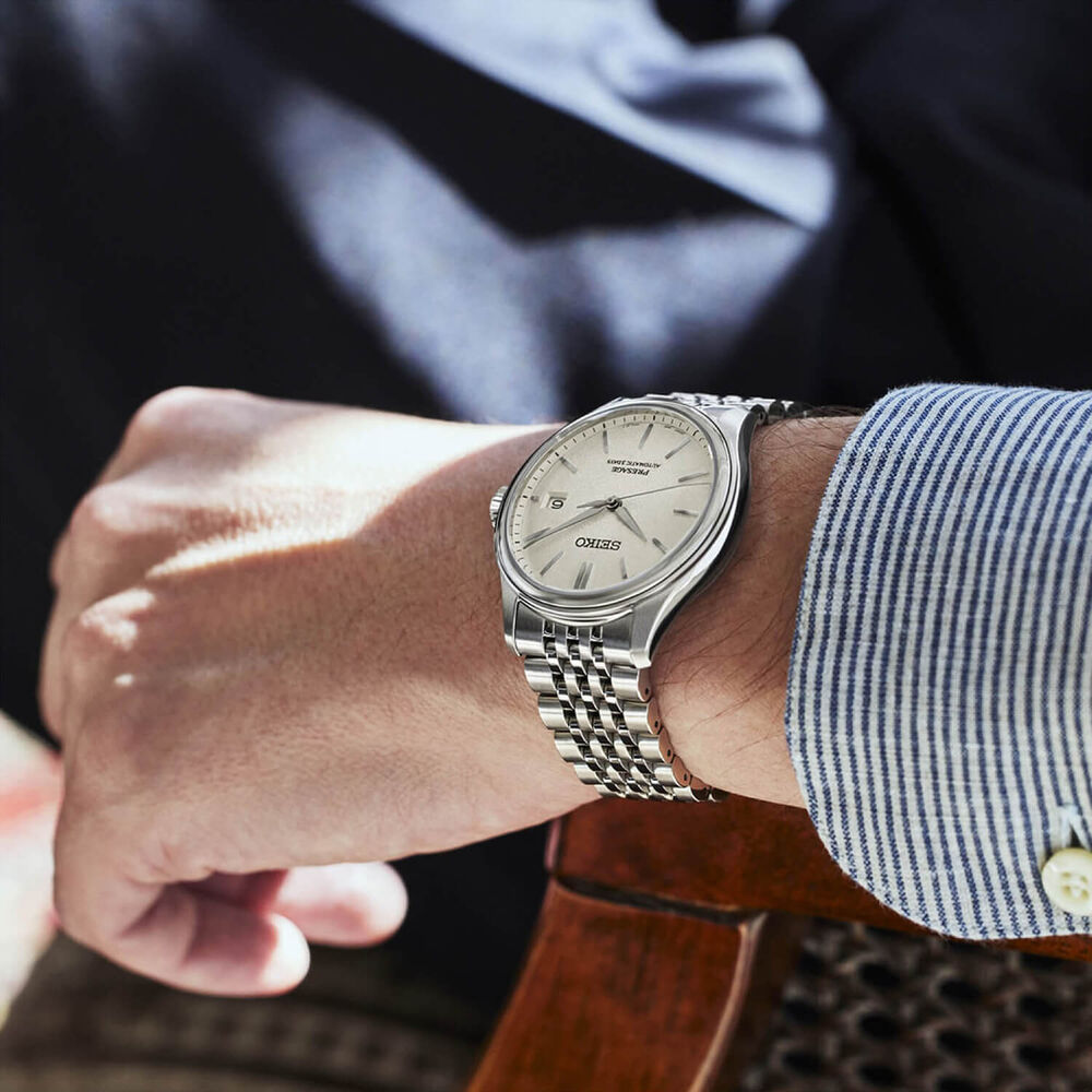 Seiko Presage Classic Series 'Shiro-iro' 40mm White Dial Steel Bracelet Watch image number 8