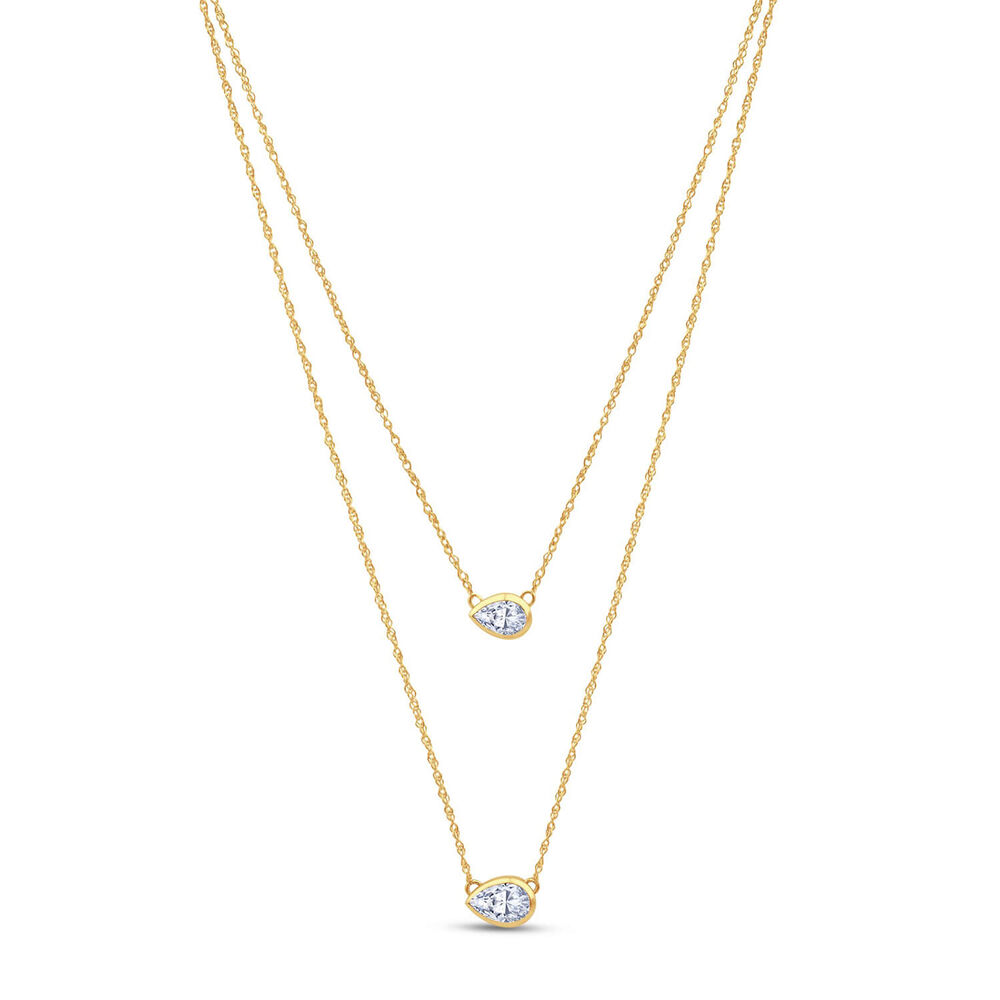 Born Contour 9ct Yellow Gold 0.40ct Pear Lab Grown Diamond Double Necklet