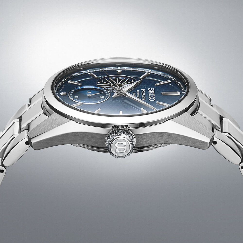 Seiko Presage Sharp Edges Series 40.2mm Blue Dial Steel Bracelet Watch image number 4