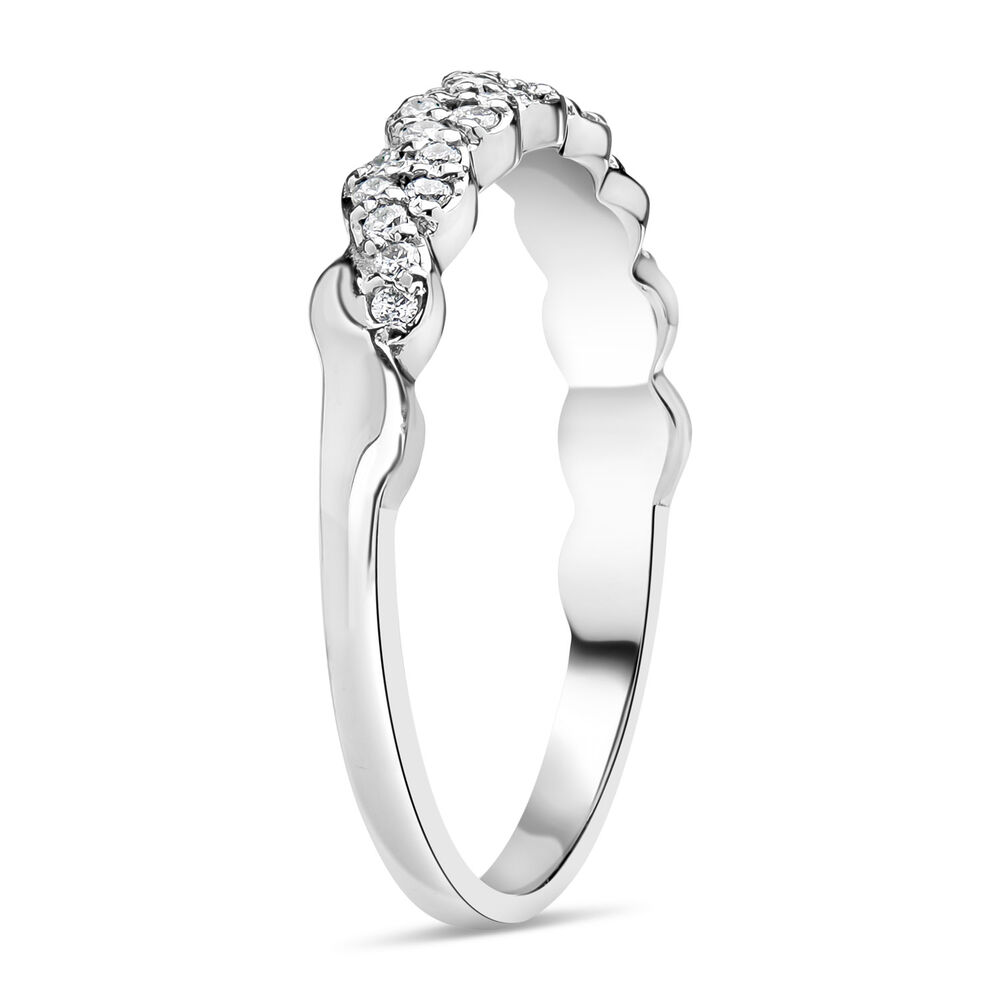 18ct White Gold Diamond Set Twist Band Wedding Ring image number 3