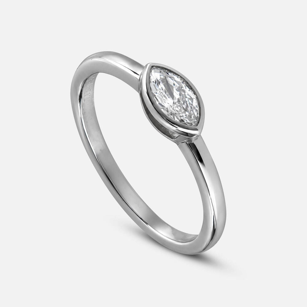 Born Contour 9ct White Gold 0.25ct Marquise Lab Grown Diamond Bezel Set Ring