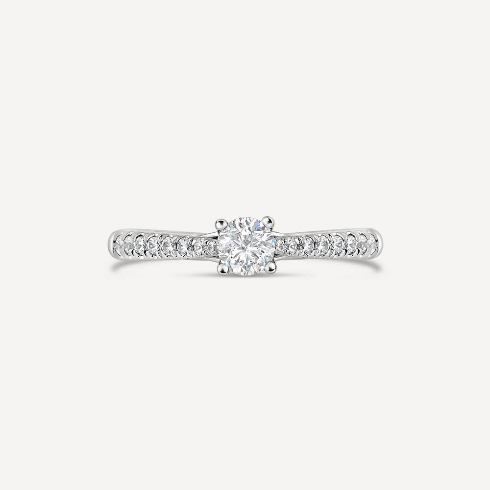 18ct White Gold Orchid Setting With 0.50 Carat Diamond Set Shoulders Ring image number 1