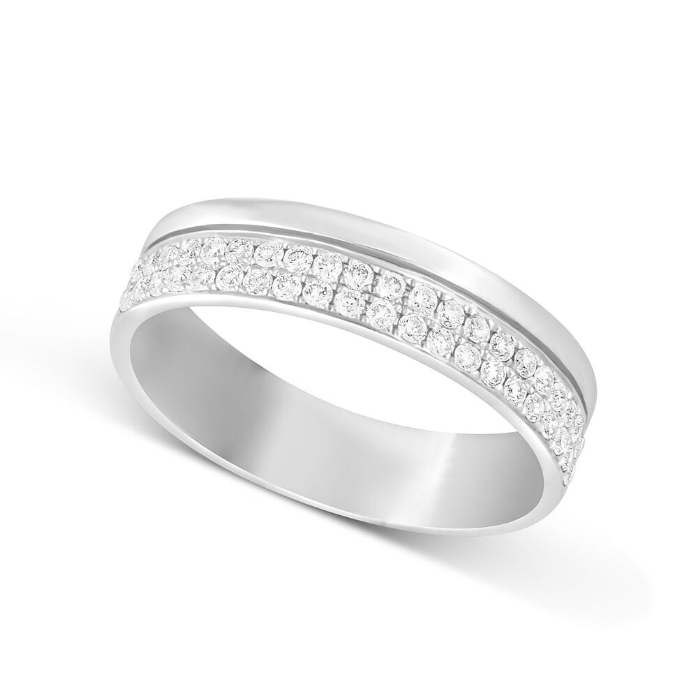 18ct White Gold Diamond 1.5mm Wedding Ring image number 0