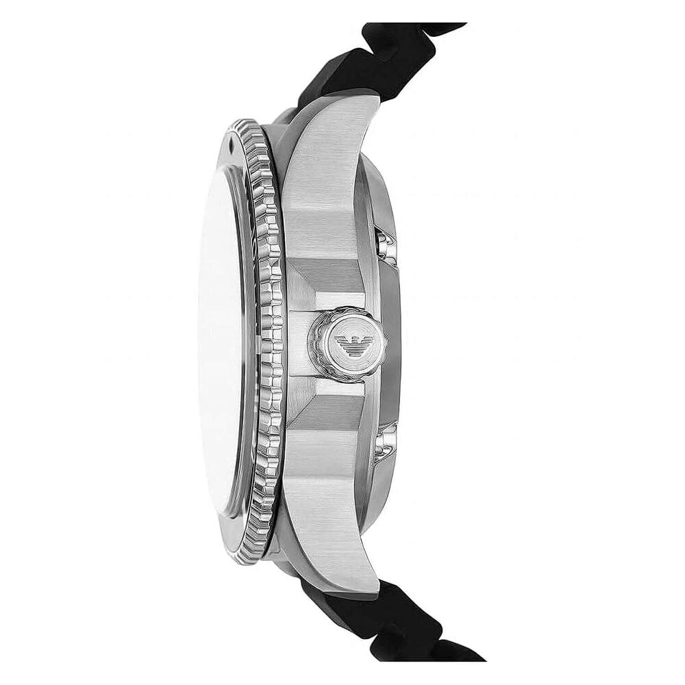 Emporio Armani Diver 42mm Black Wave Dial Silicone Strap Watch image number 1