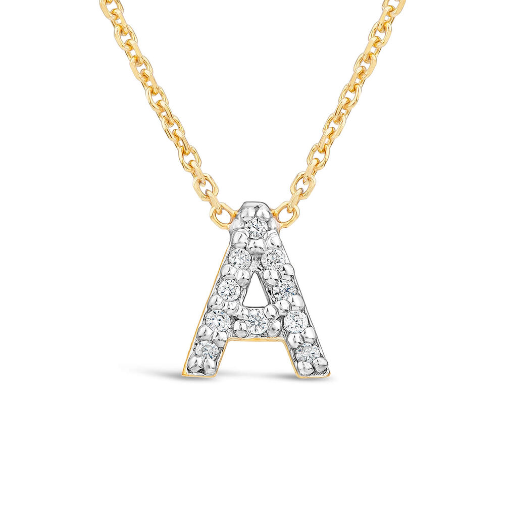 9ct Yellow Gold Petite 0.04ct Diamond Initial "A" Necklet