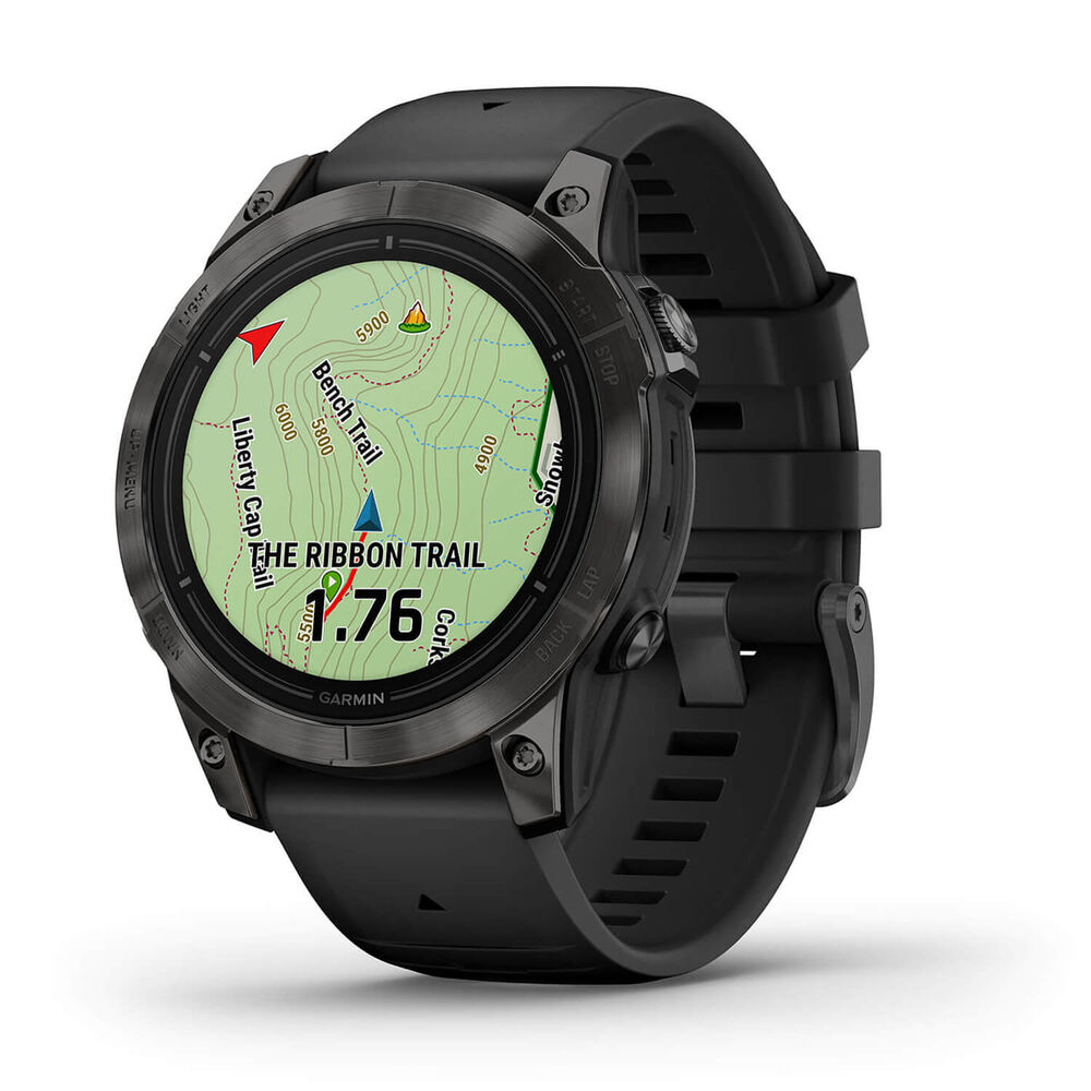 Garmin Epix Pro Gen 2 Sapphire 47mm Carbon Grey DLC Titanium Case Black Strap Watch image number 2