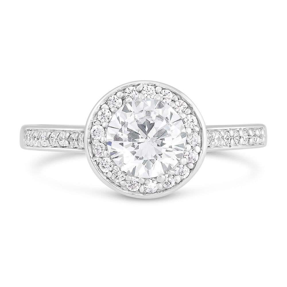 Ladies Sterling Silver Cubic Zirconia Halo Ring