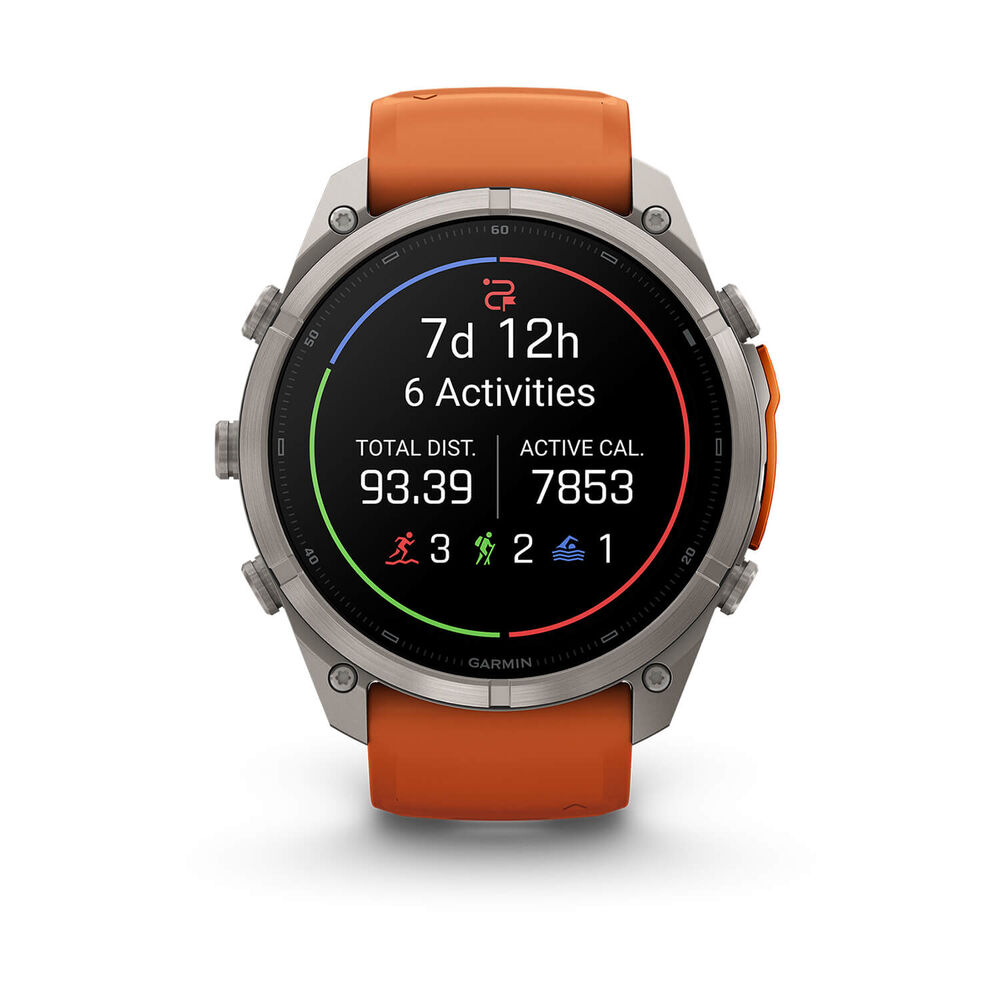 Garmin fenix 9 Pro 51mm Titanium Autumn Orange/Spark Orange Silicone Strap Watch