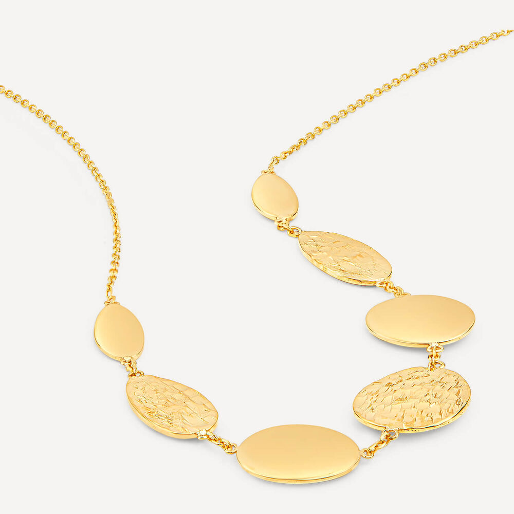 9ct Yellow Gold Polished & Mottled Discs Necklet image number 3