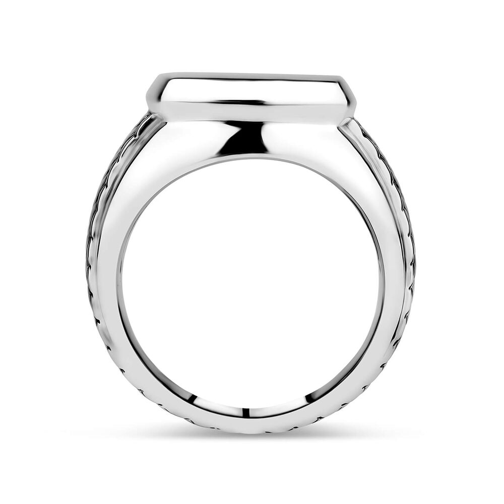 Gents Sterling Silver Cushion & Plait Shoulders Signet Ring