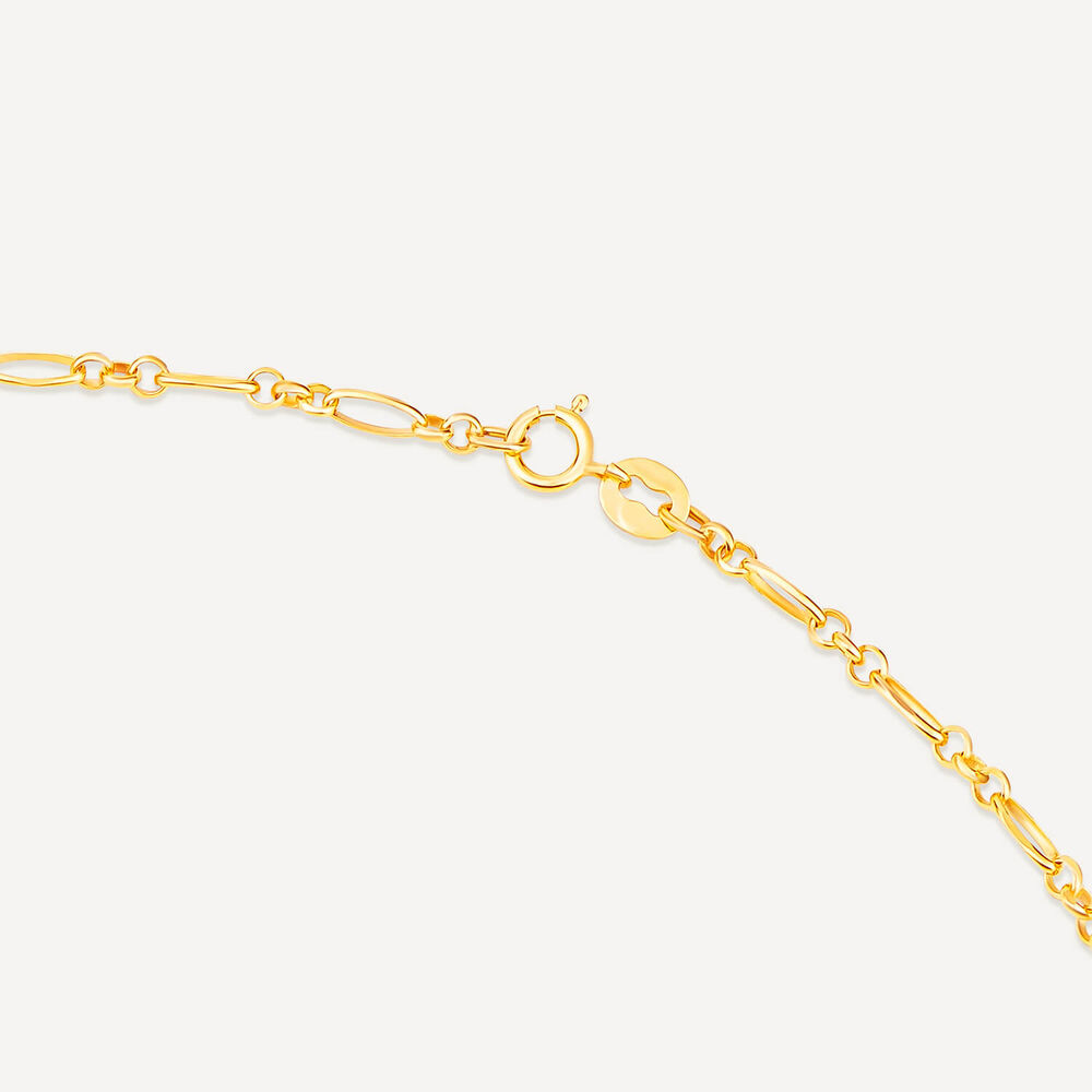 9ct Yellow Gold Diamond Cut Small Figaro Belcher 18 inch Chain Necklet image number 1