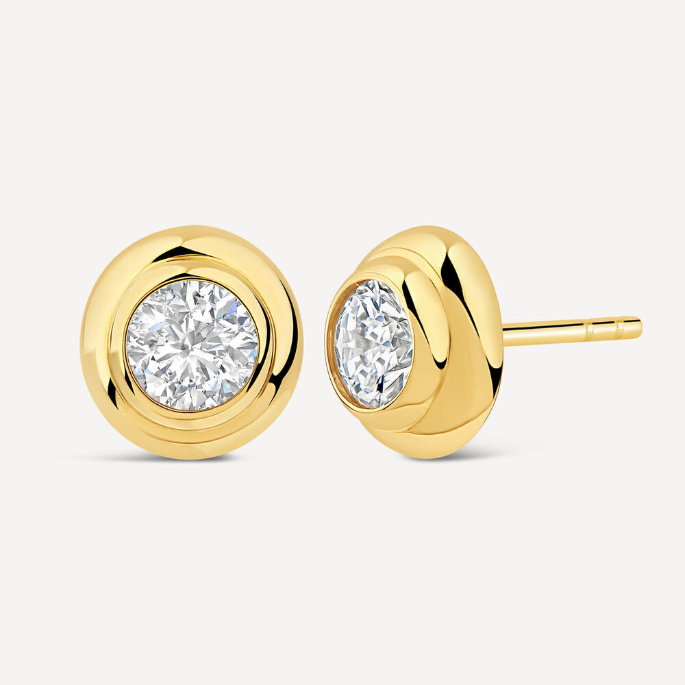 Born Orbit 9ct Yellow Gold Lab Grown 1.00ct Diamond Round Stud Earrings