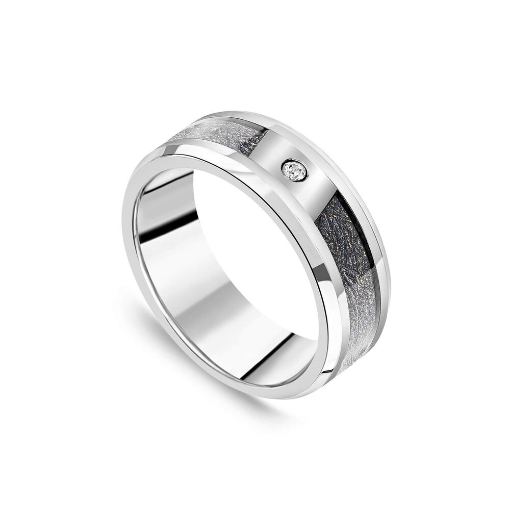 Tungsten Black Inset Cubic Zirconia Polished 8mm Men's Ring