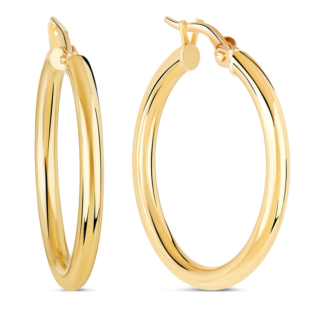 9ct Yellow Gold 20mm Plain Hoop Earrings