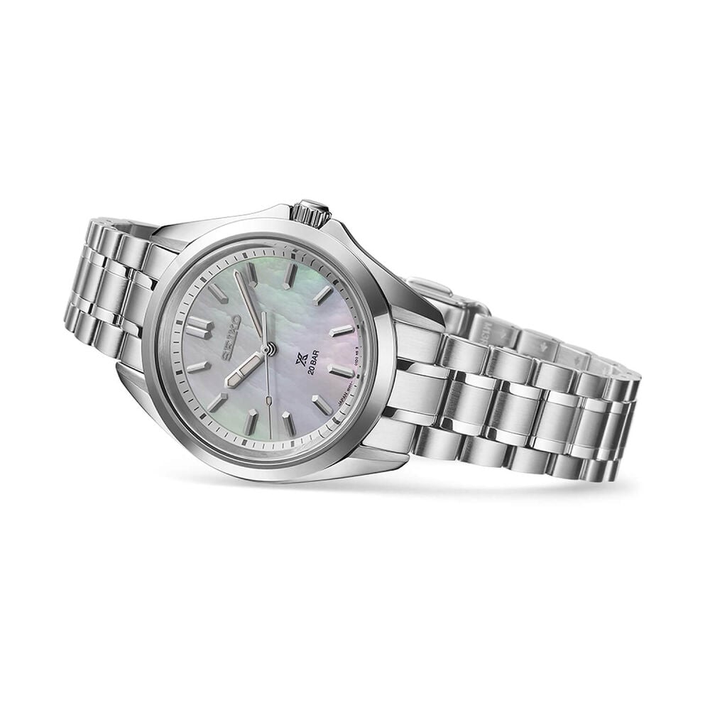 Seiko Prospex Ladies Marine Sports Seafoam White 34mm Dial Steel Bracelet Watch