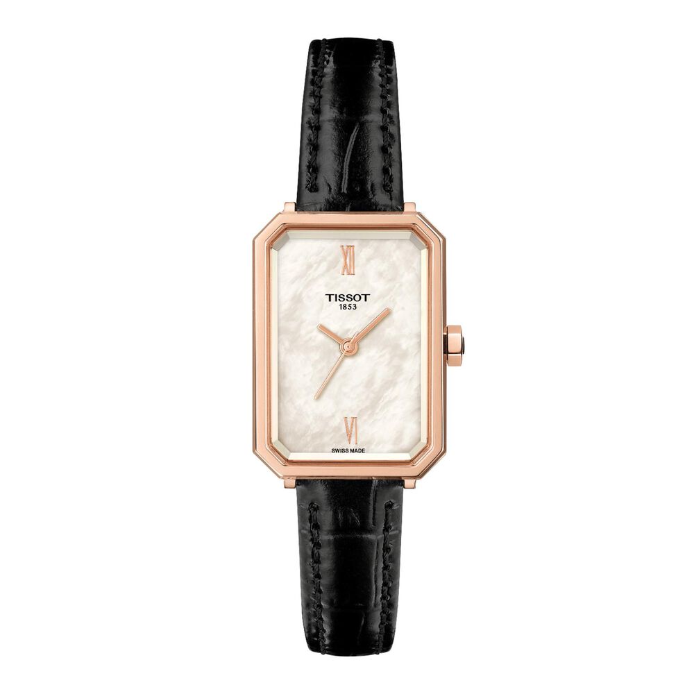 Tissot SRV 21.8mm Mother of Pearl Dial Black Leather Strap Watch