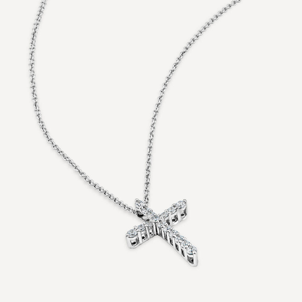 9ct White Gold 0.20ct Diamond Cross Pendant image number 3