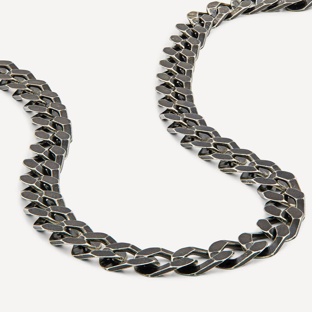 Sterling Silver Ruthenium Plated Curbed Necklet image number 3