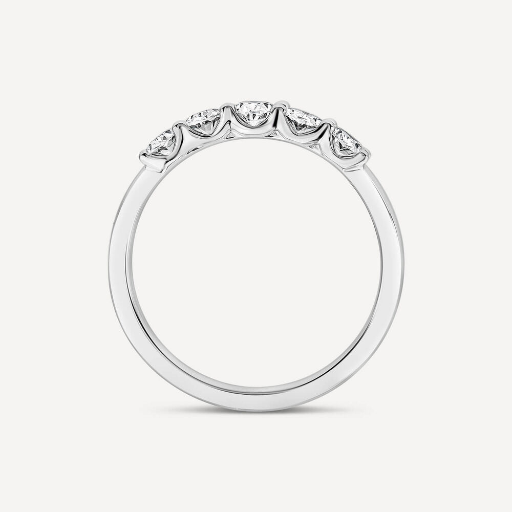 Born Platinum 0.90ct Lab Grown 5 Stone Oval Half Eternity Diamond Ring image number 3