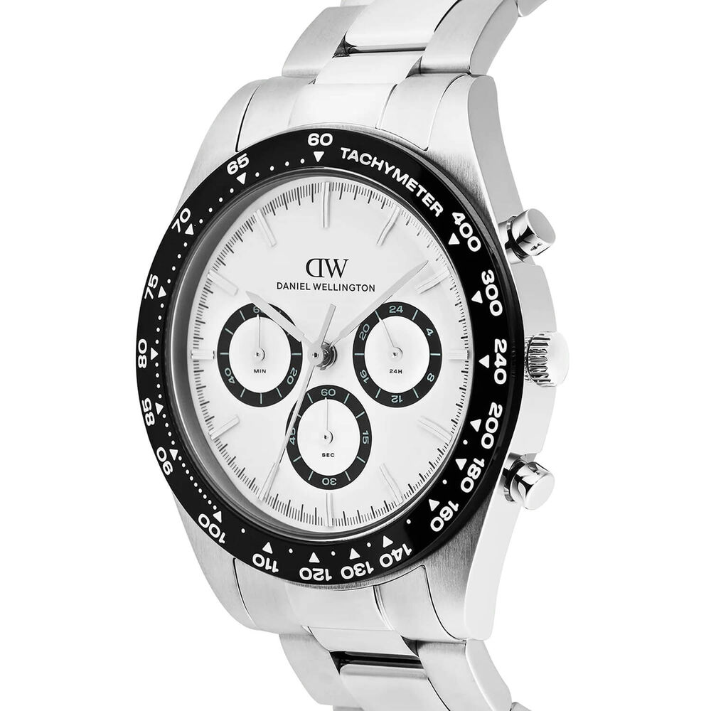 Daniel Wellington Iconic Tachymeter 42mm White Dial Stainless Steel Bracelet Watch