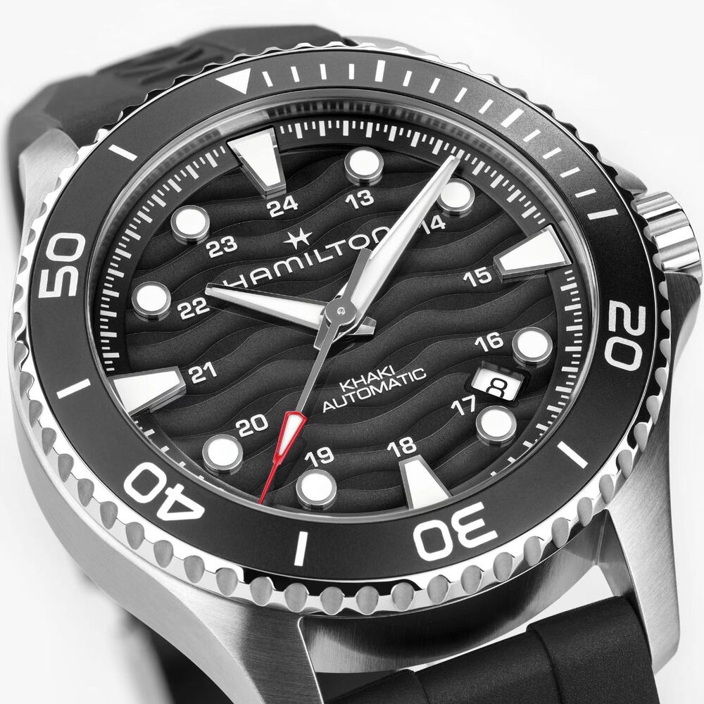 Hamilton Khaki Navy Scuba 40mm Black Dial Black Rubber Strap Watch