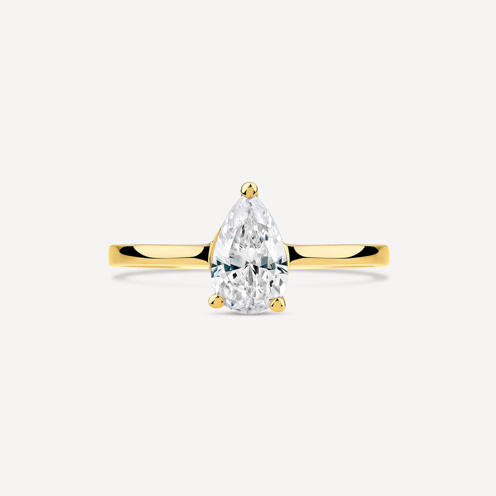 9ct Yellow Gold Pear Cubic Zirconia Promise Ring