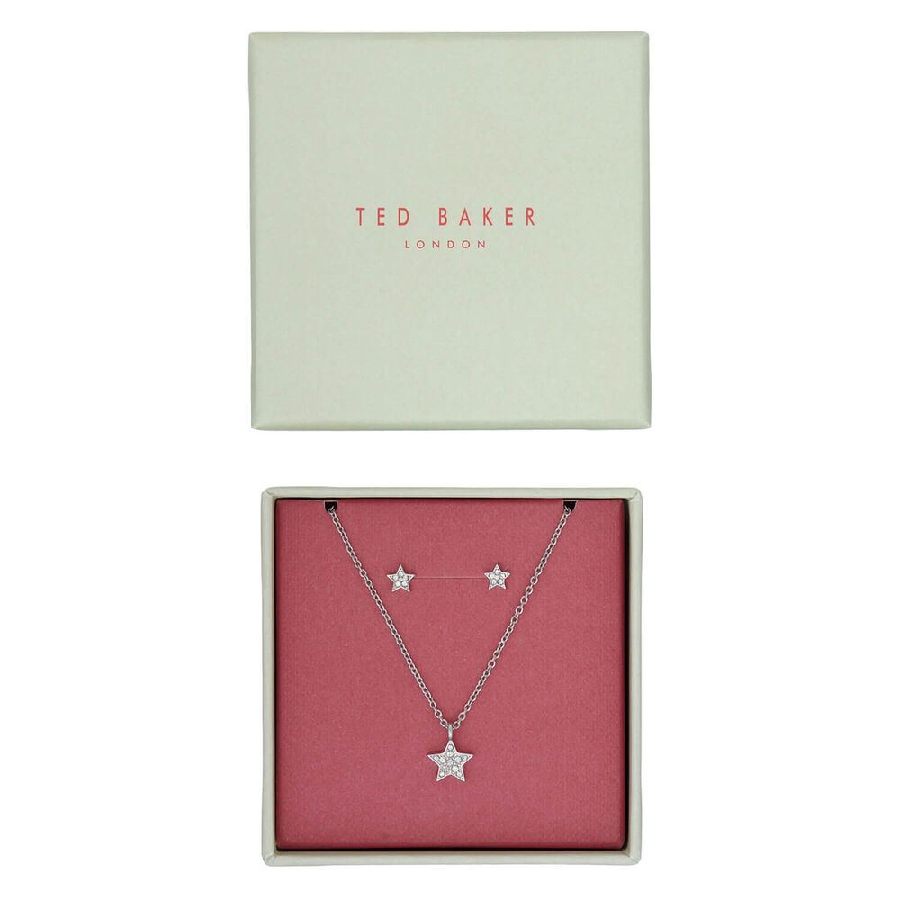 Ted Baker Pave Silver Tone Earrings & Pendant Set image number 1