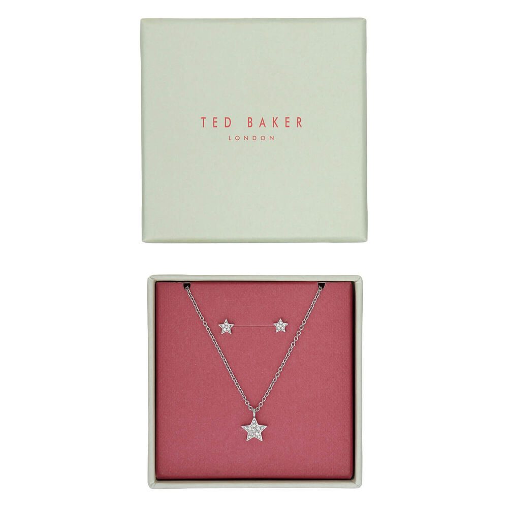 Ted Baker Pave Silver Tone Earrings & Pendant Set